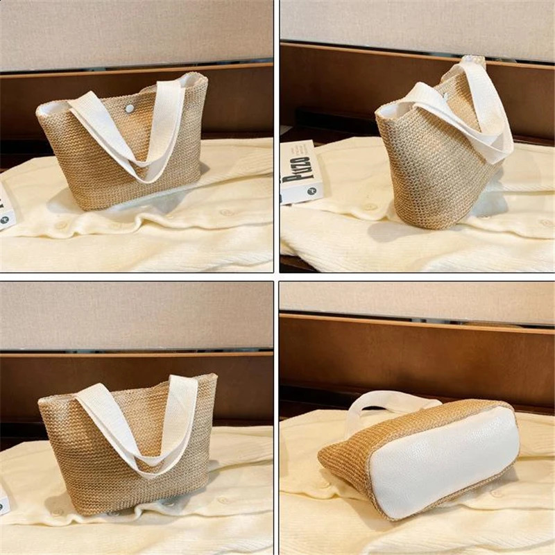 Elegant Ladies Straw Woven Handbag Women Holiday Beach Casual Tote TopHandle Bags Fashion Retro Shoulder 240822ZYl