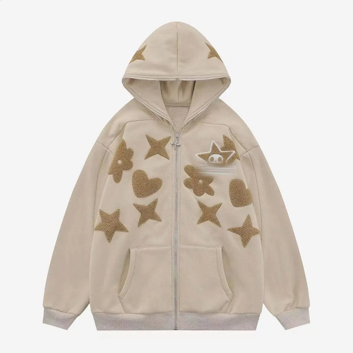 Oversized Y2k Hoodies Men Streetwear Stars Gothic Jackets Zip Up Women Sweatshirt Unisex Kakazzy Hoddies 240823