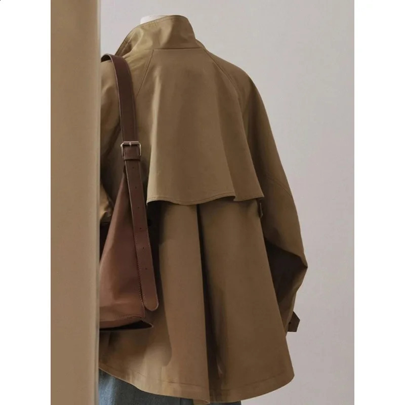 Y2k Fashion Trench Autumn Winter Womens Elegant Short Coat Vintage Windbreaker Breasted Lapel Jacket Women Khaki Tops Outerwear 240822