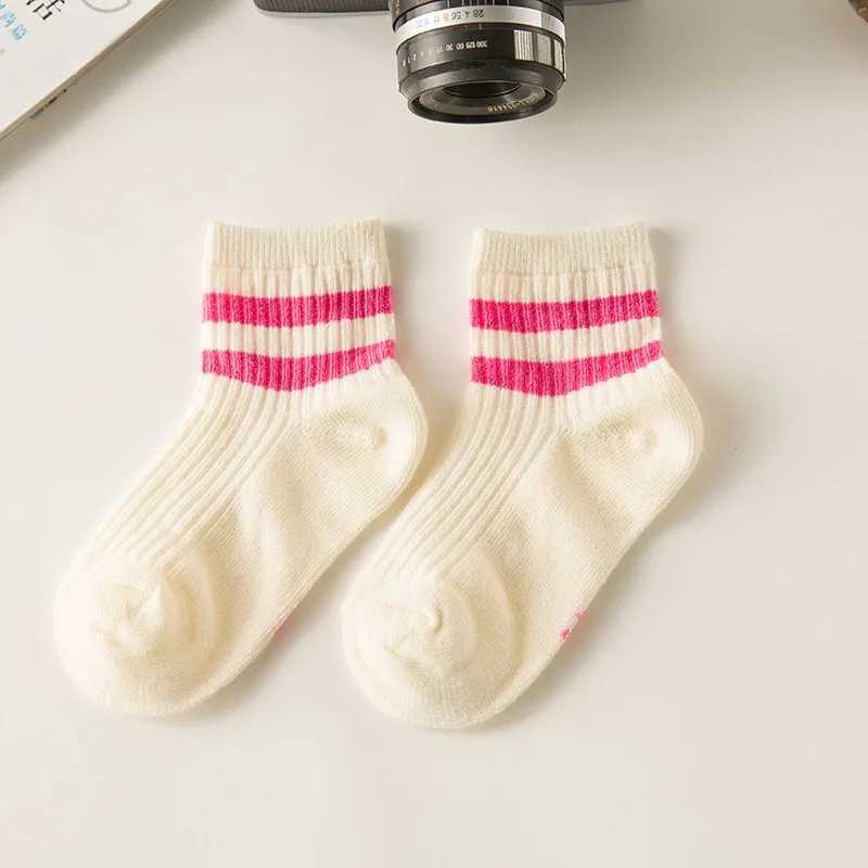 Cotton childrens socks childrens socks striped boys and girls white school socks sports basketball shoes Meias color 2 stripes 1-8 Y X2503221