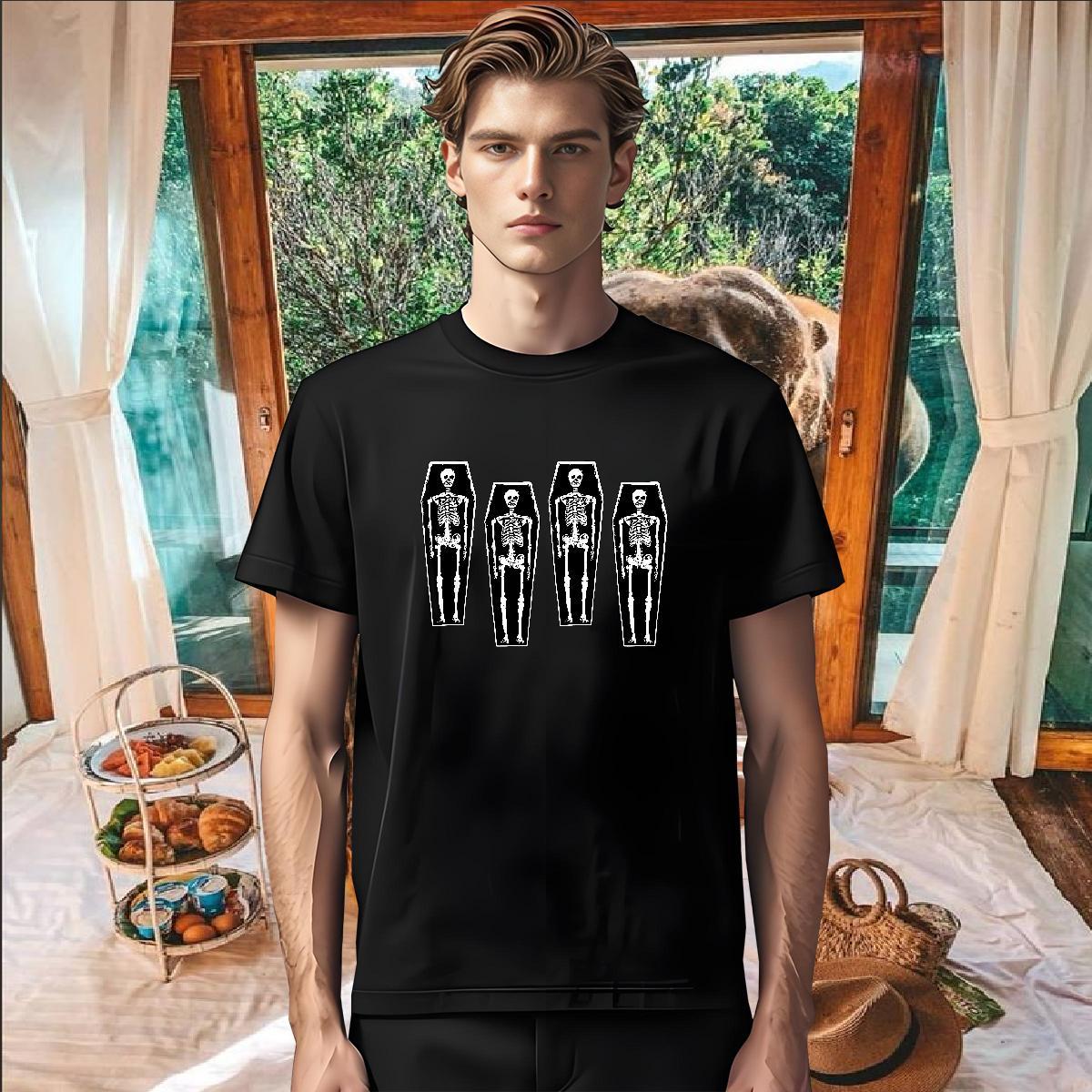 Comfortable Man T Shirts 230g 100% Cotton skull Casual Beach DIY Breathable Crew Neck Men Tshirts Classic Casual Tees