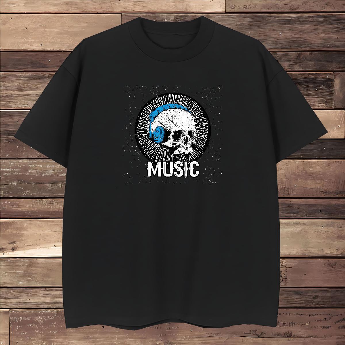 High Quality T-Shirts 100% Cotton 230g skull Beach Graphic Crew Neck Breathable Men Tshirts 2024 New Clothes