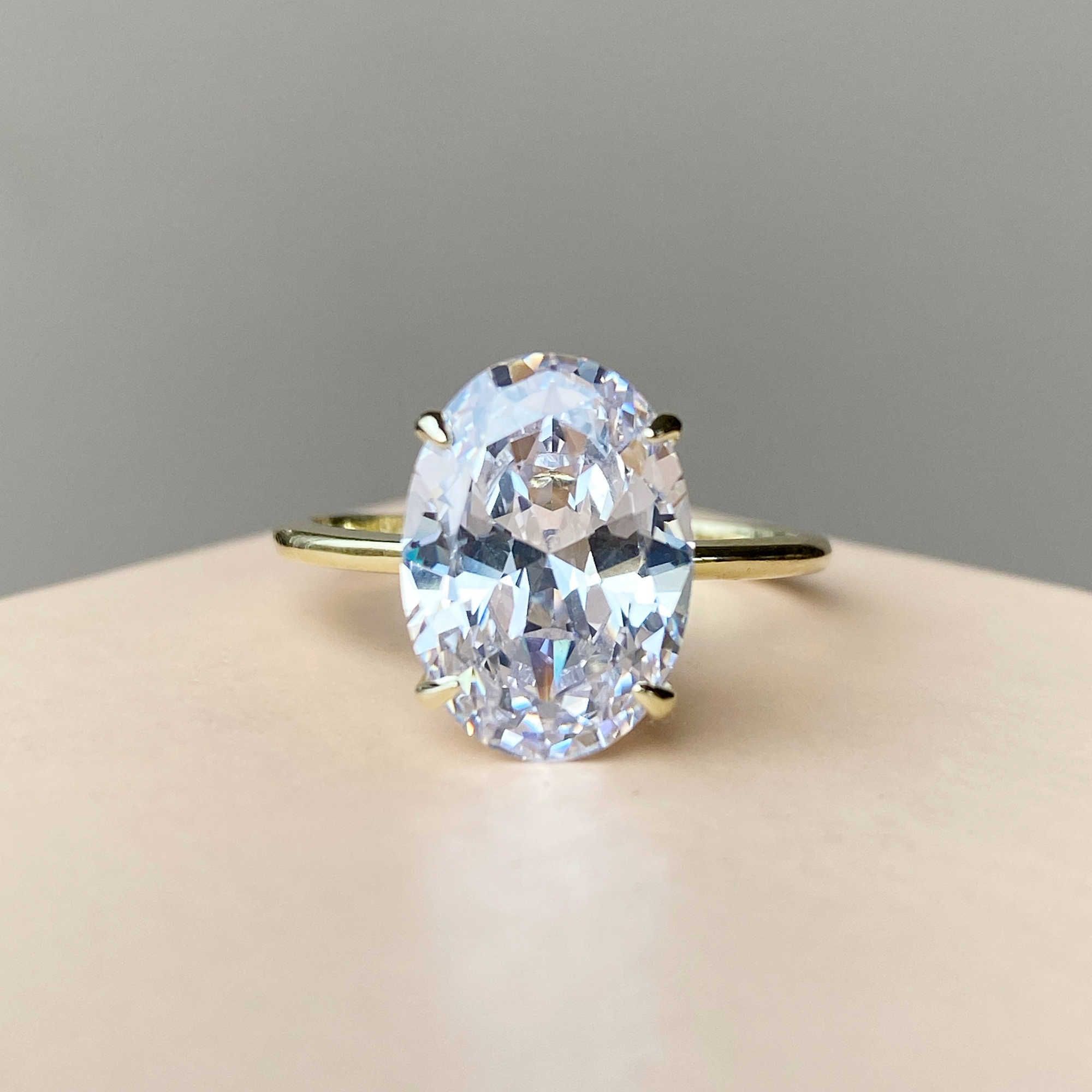 Band Rings Sterg Sier Promise Solitaire 3Ct Oval Moissanite Engagement Ring Women Dia Drop Delivery Jewelry Otmu9