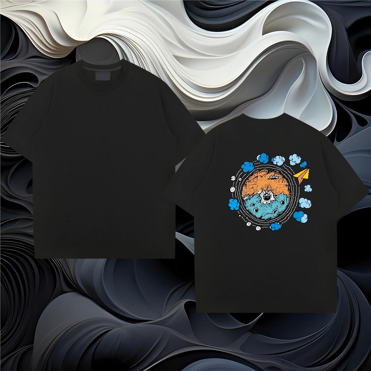Comfortable T Shirts Men 230g Cotton sky High Street Hip Hop Oversized 4XL Breathable Crew Neck Men Tshirts 2024 Designer Top Tees