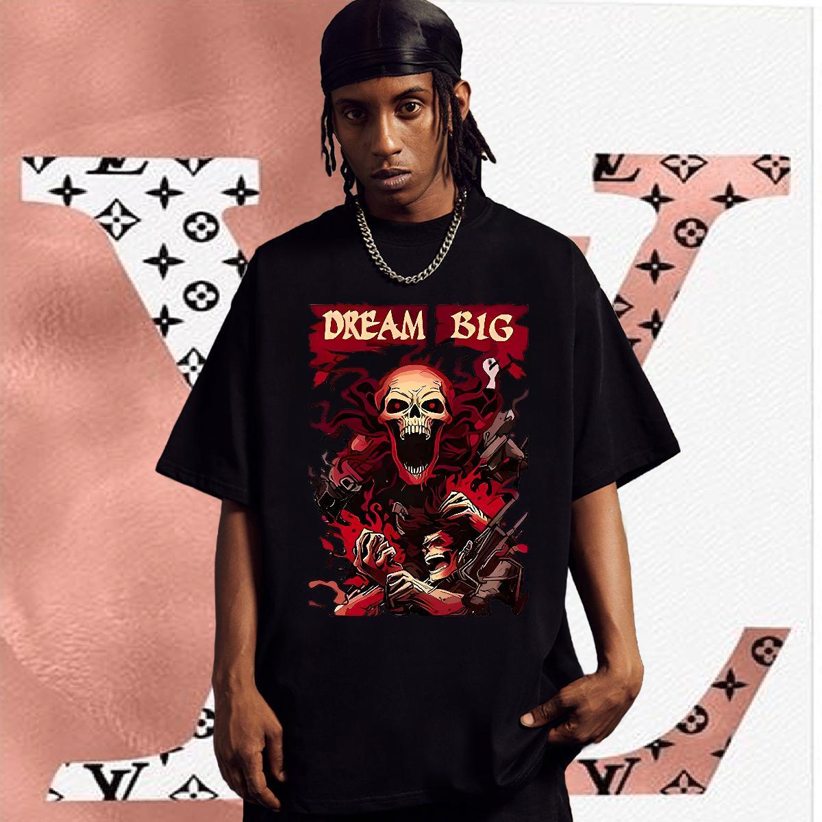 Unisex Mens T Shirts 230g Cotton skull Casual Plus Size Cartoon Breathable Short Sleeve Tshirt for Man Woman Custom Polos
