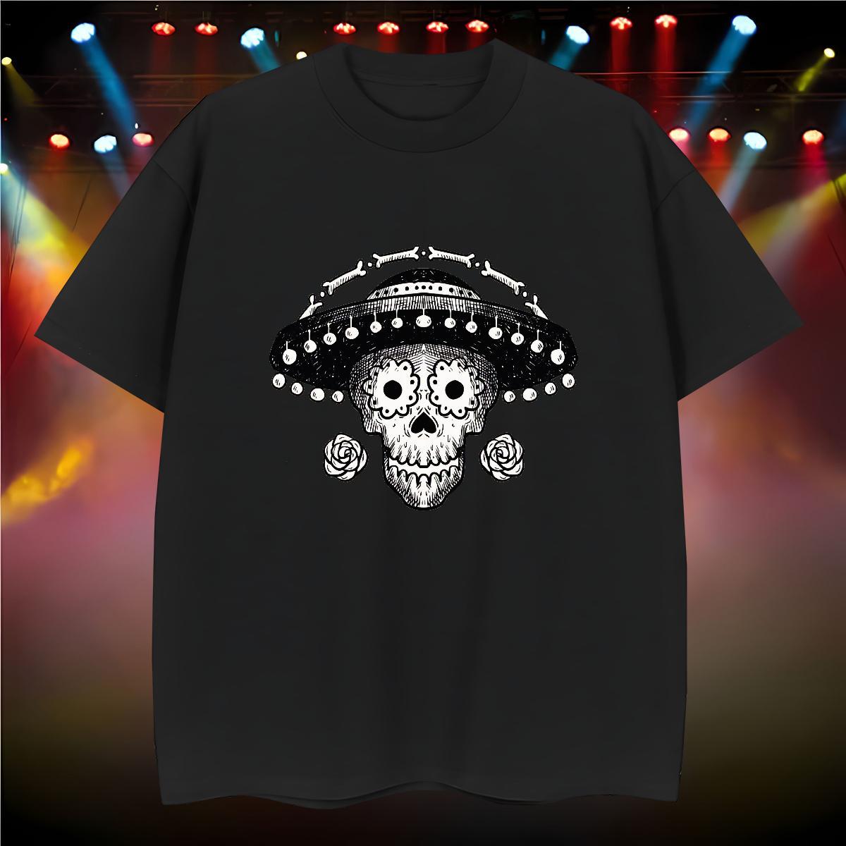Loose Fit Men T Shirts 100% Cotton 230g skull Street Wear DIY Breathable Crew Neck Men Tees Fashion Clothes