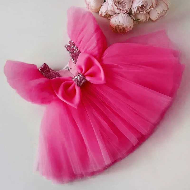 Girls sequin pleated dress childrens dress elegant princess wedding party ball dress childrens birthday formal vest W240823