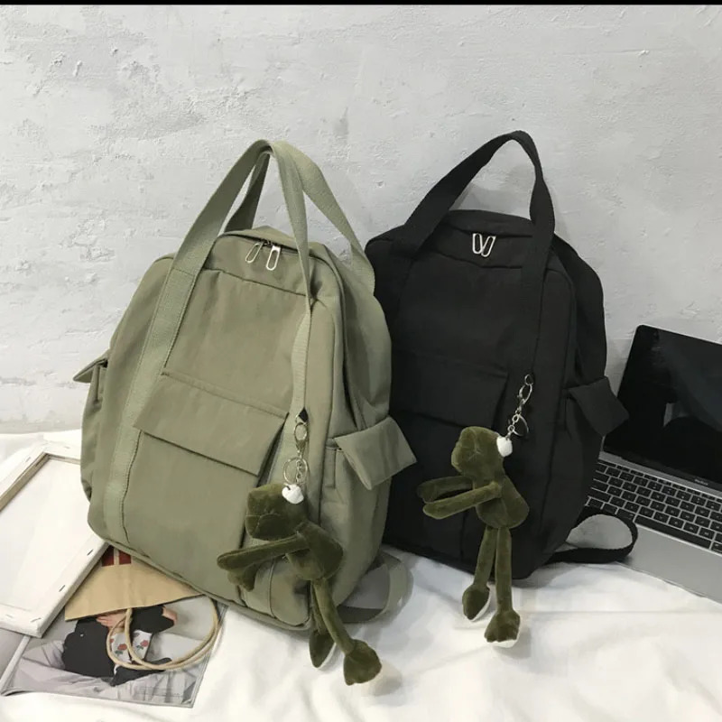 Backpack Korean Style Harajuku Multifunction Travel Large Capacity Retro Solid Waterproof Bag Students Preppy 240822
