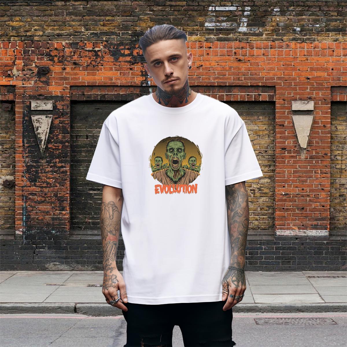 Cool Design T-Shirts for Men 230g Cotton skull Outdoor Cartoon Printing L-4XL Breathable Crew Neck Men Tops Tees DIY Customized Top Tees
