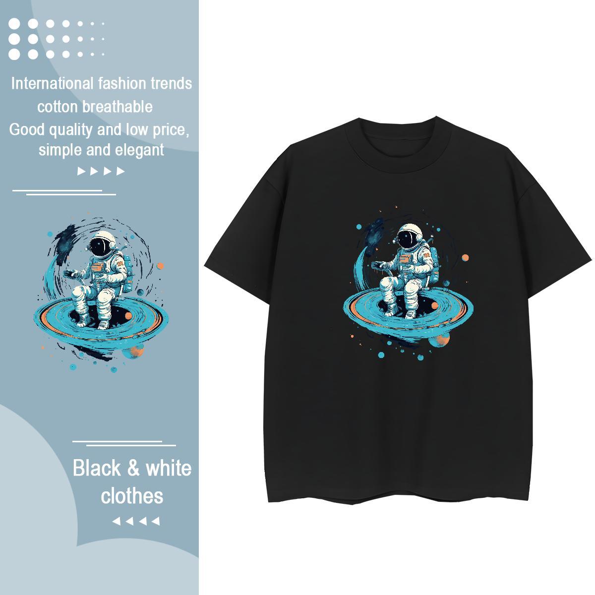 Loose fit Couples T Shirts 230g 100% Cotton universe Casual Sport T-Shirts for Women Breathable Crew Neck Anime Oversized Top Tees
