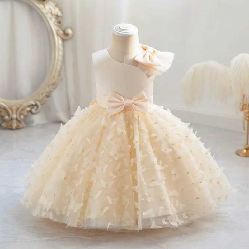Hetiso Butterfly Girl Princess Dress Lace Shoulders Childrens Wedding Party Clothing 1st Birthday Tutu Dress Childrens Clothing W240823