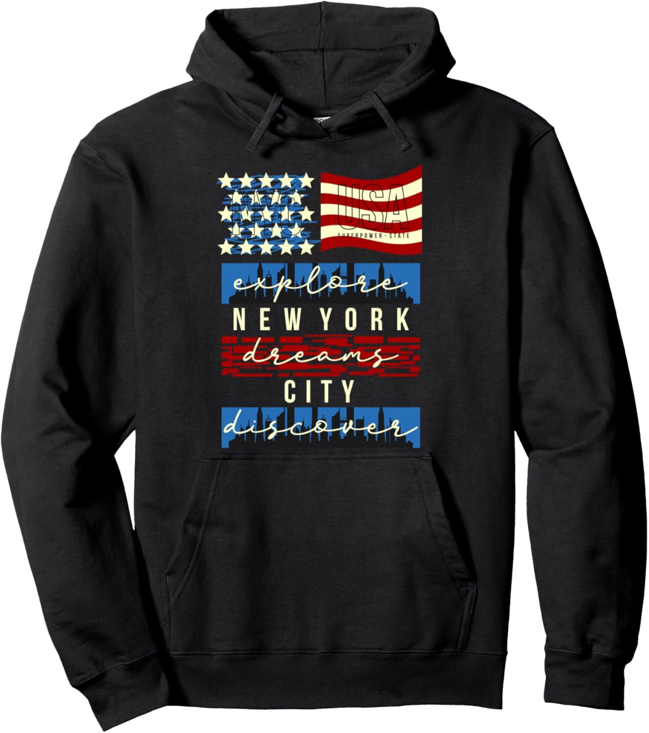 Hoodie for Mens Womens Discover Cool New York City Graphic Design Pullover Hoodie Graphic Hoodies sweatshirt Pullover Long Sleeve