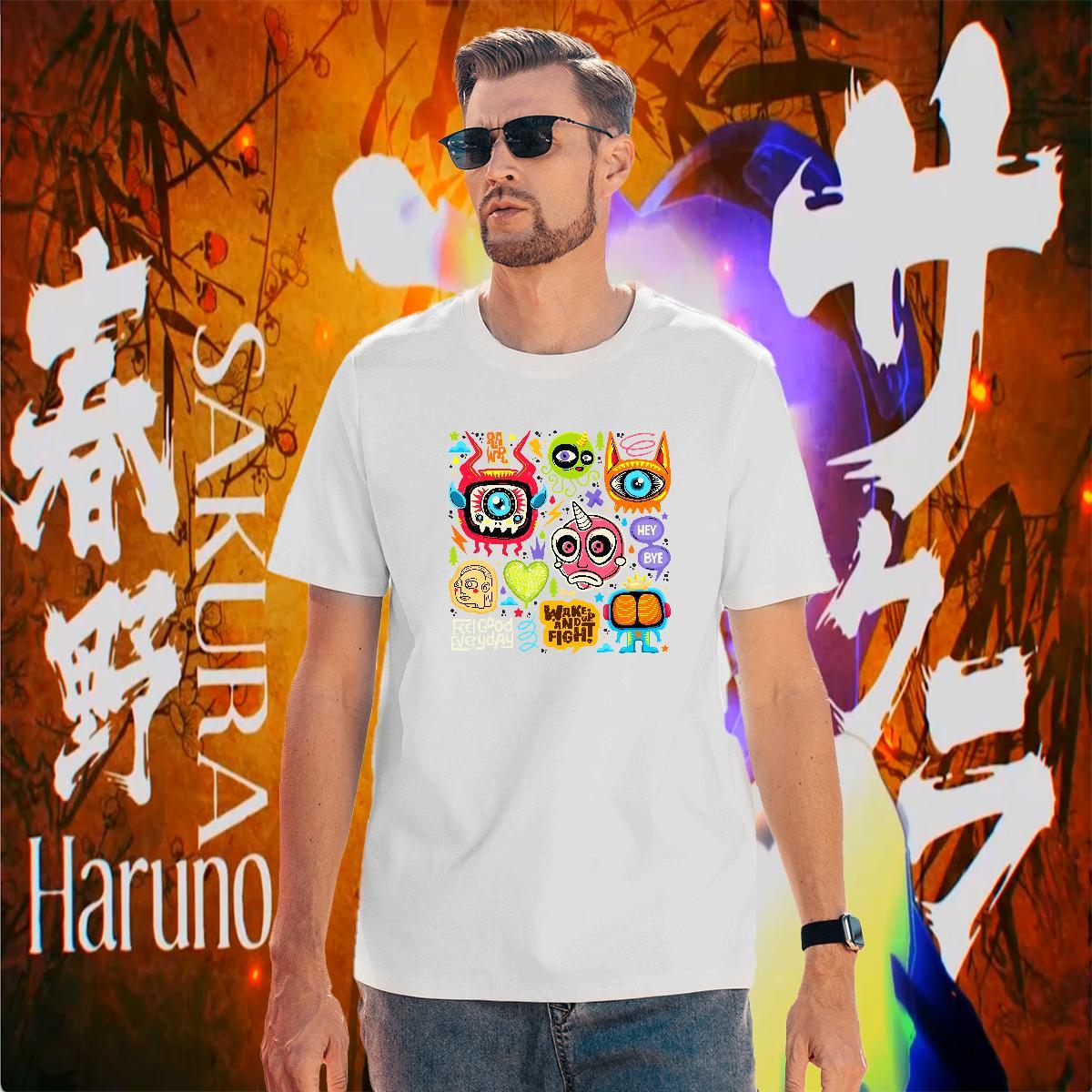 Cool T shirt 230g 100% Cotton ET Outdoor Cartoon Printing L-4XL Crew Neck Breathable Men Clothes T-Shirt Custom Wear