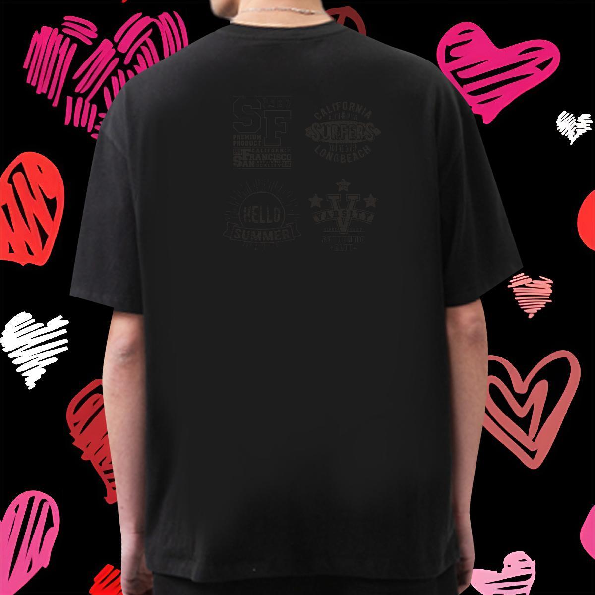 Comfortable Mens T Shirts 100% Cotton 230g letter Outdoor Black Oversized Breathable Short Sleeve Mens Tshirts DIY Tees