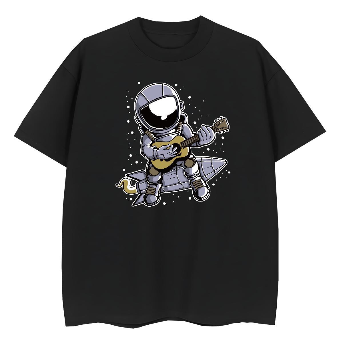 Female Couples T Shirts 230g Pure Cotton cosmonaut Summer Casual T Shirt For Woman Round Neck Short Sleeve Customized Print Tops Shirt