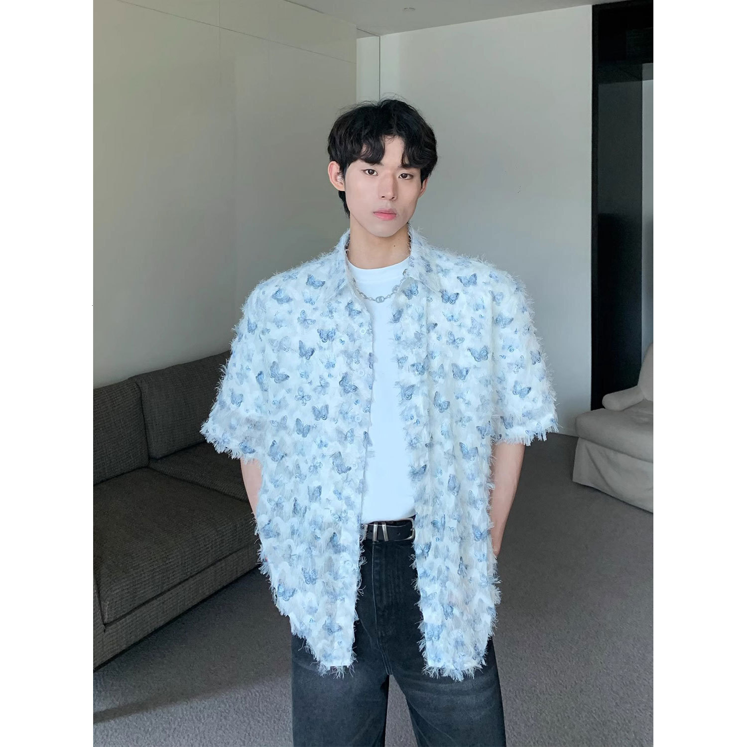 Butterfly Fringed Design Shirt for Mens Spring and Autumn New Style High-end and Stylish Casual Jacket Sun Protection Clothing