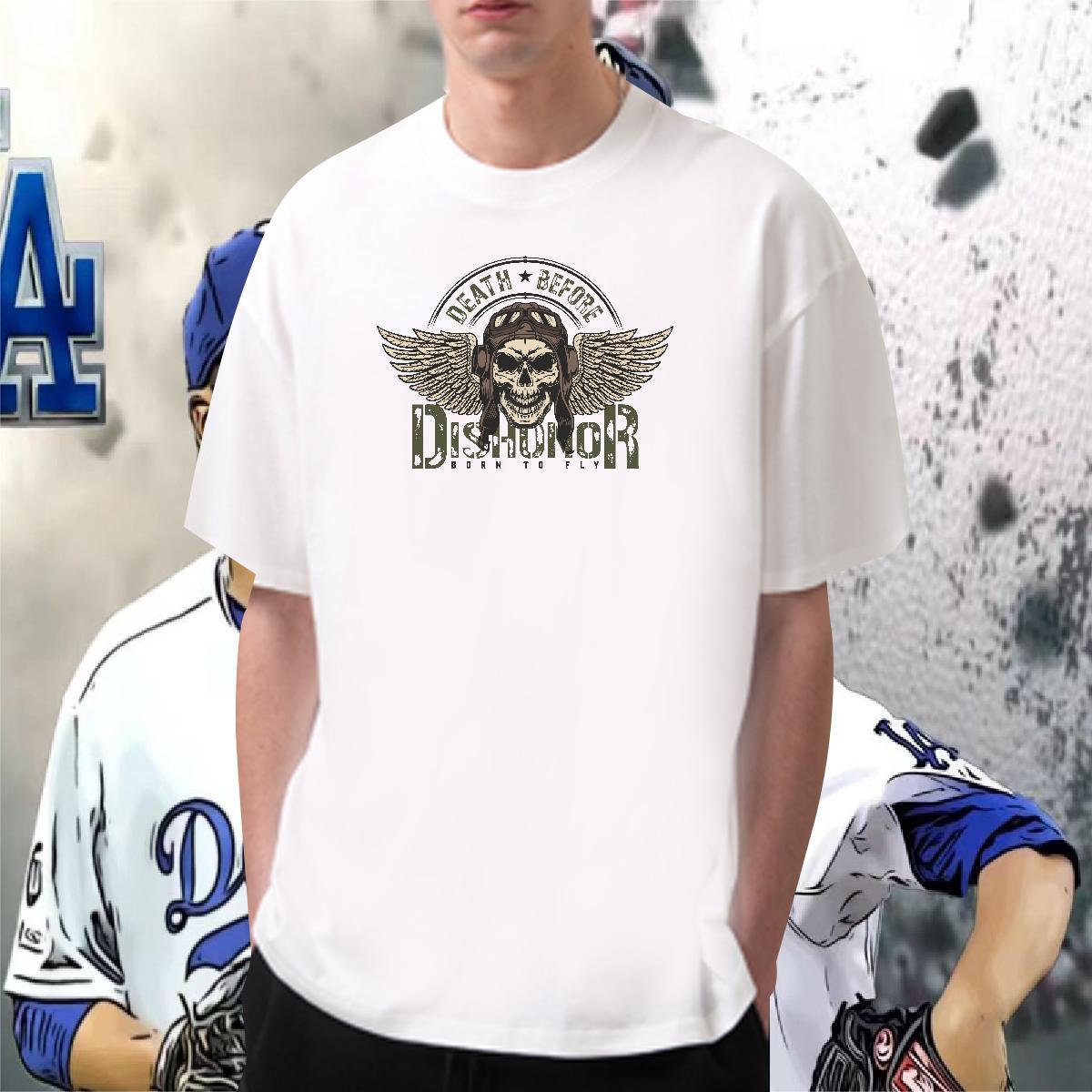 Cool Design T shirt 100% Cotton 230g skull Sport Anime Print Round Neck Short Sleeve Tshirt for Man Woman Custom Clothes