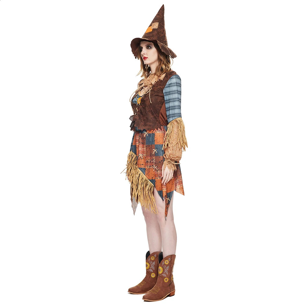 Eraspooky Womens Evil Scarecrow Role Play Halloween Costumes Stage Performance and Hats Carnival Purim Fancy Dress 240823