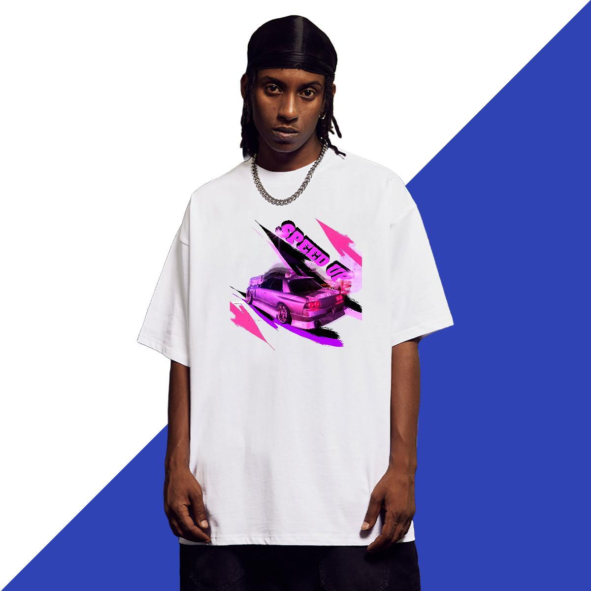 Brand Men T Shirts 230g Pure Cotton car Street Casual Plus Size Cartoon Breathable Crew Neck Men Clothes T-Shirt 2024 Summer Tee Shirt