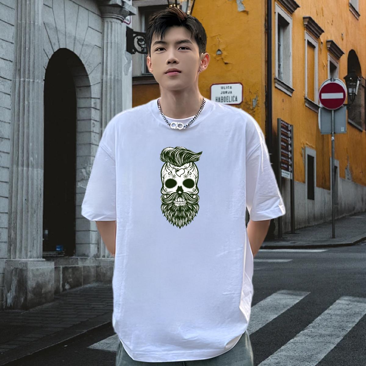 Free Shipping Man T Shirts 230g 100% Cotton skull Spring Summer Asian Size Pure Cotton Men Tees 2024 Designer Polos