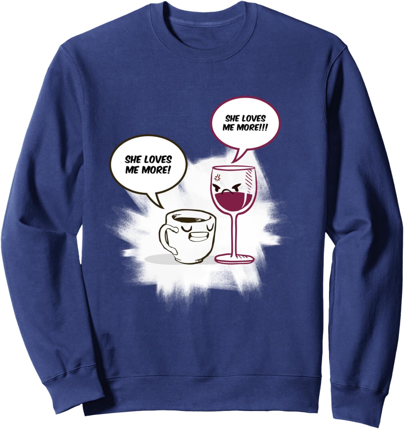 Long Sleeve Shirts for Men sweatshirt She Loves Me More Funny Cute Wine Coffee Lover Gift Sweatshirt T shirt Tee Streetwear Casual tops clothes