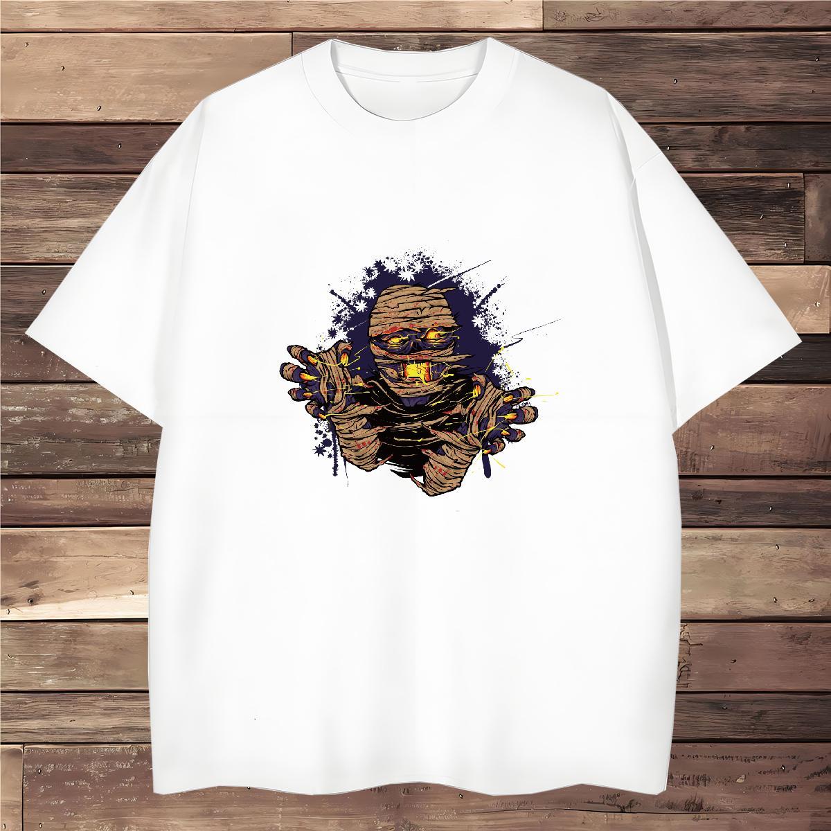 Classic Man T Shirts 230g 100% Cotton skull Street Oversized 3XL 4XL Round Neck Short Sleeve Men Clothes T-Shirt DIY Top Tees
