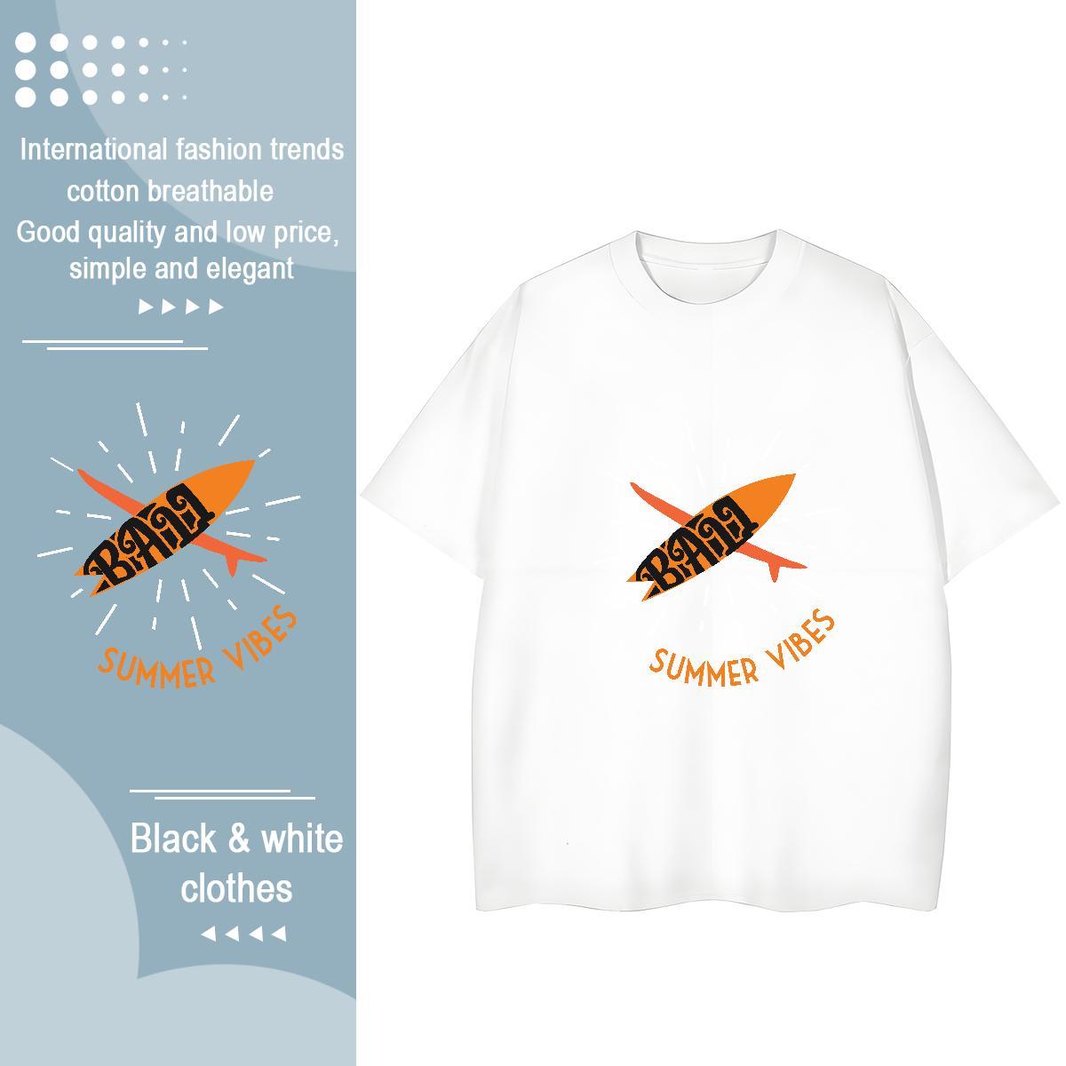 Wholesale Women Tshirts 230g 100% Cotton summer vibe Hip Hop Street T Shirts Women Crew Neck Cartoon Anime Clothings