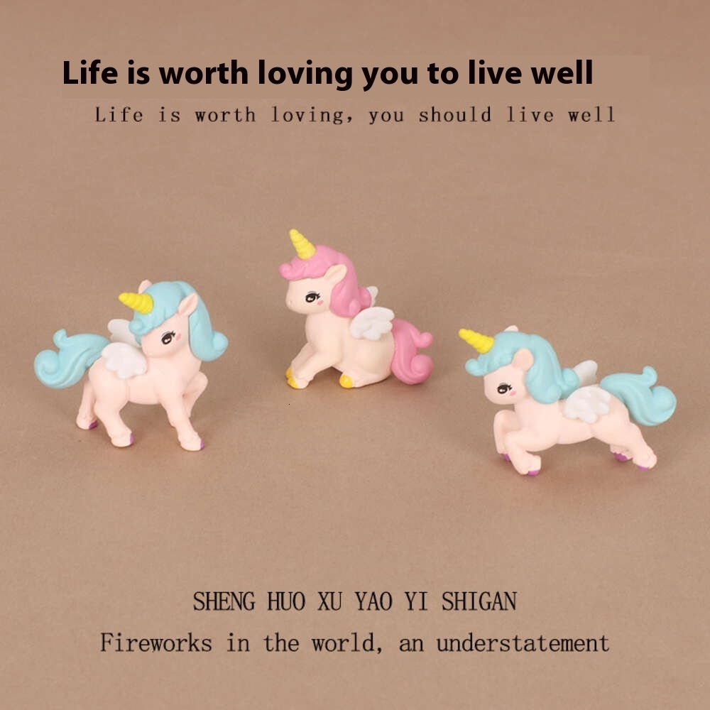 Adorable Mini Unicorn Micro Scenes - Handcrafted Plastic DIY Desktop Ornament Set for Your Office Space