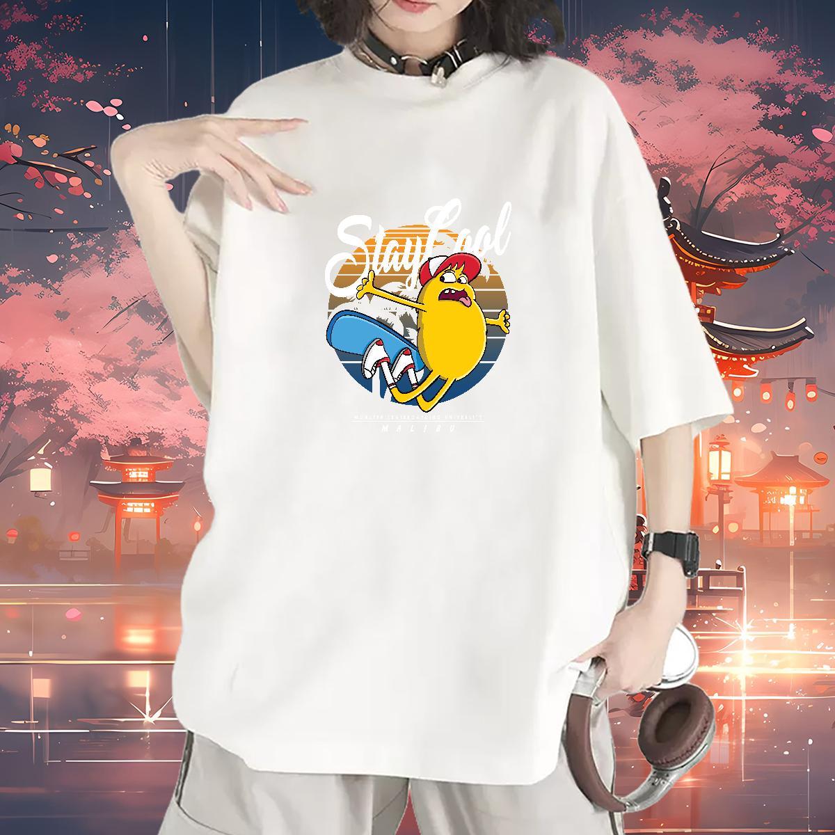 Female Womens Tshirts 100% Cotton 230g role Casual Sport T Shirt For Woman Crew Neck Breathable Cartoon Anime Tees