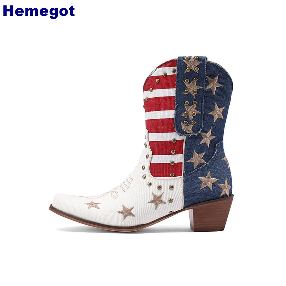 Five star striped sexy short boots autumn rivet splicing mixed color fashionable womens knight boots thick high-heeled casual boots 240823