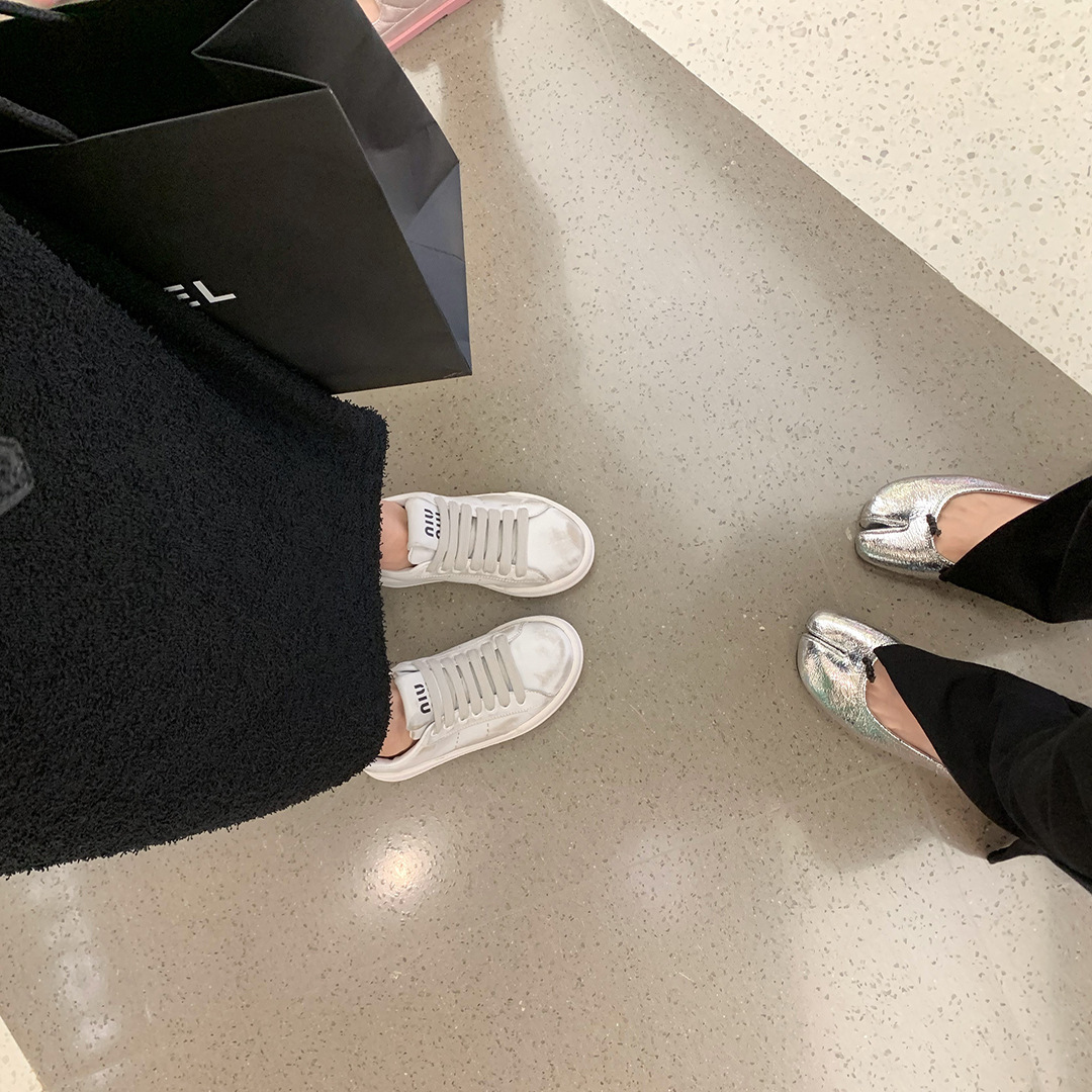 Ddmysports Cowhide Edition Su Yinyin Same Style Amiu Old Thick Soled Small Dirty Casual Alf Dragged White Women S Board Shoes OUTDOOR
