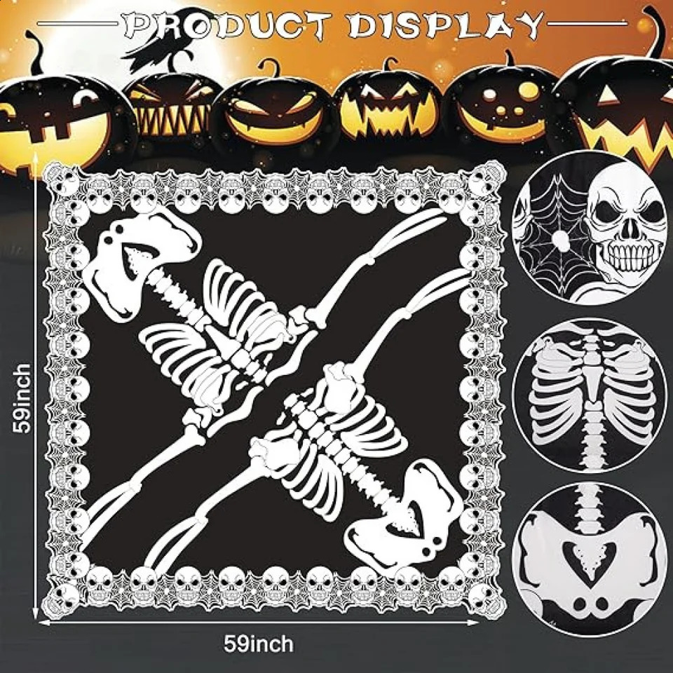 Halloween Skull Horn Womens Horror Lace Shawl Dark Series Gothic Cloak Theme Party Stage Performance w240824
