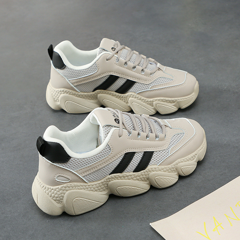 Ddmysports Thick Soled Dad Shoes For Women S New Height Increasing White Casual Sports Spring And Autumn Round Toe Versatile OUTDOOR