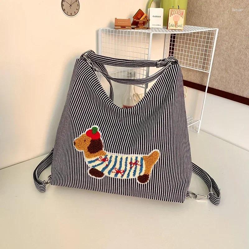 Totes Sausage Dog Multi Functional Bag For Women 2024 Large Capacity Single Shoulder Tote Fashion Striped Bolsa De Hombro