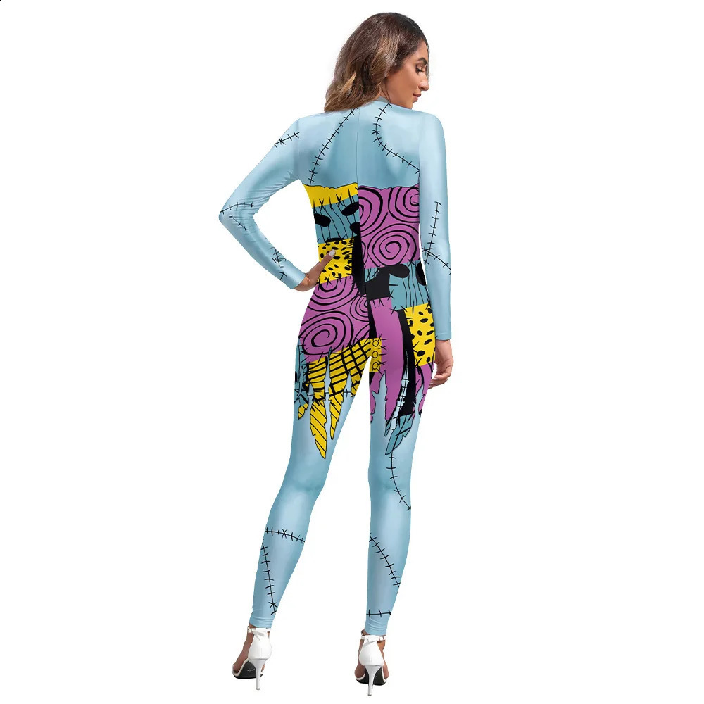 Halloween anime movie Sally cosplay dress party set costume Christmas women ultrathin jumpsuit tight Zentai bodysuit Gothic 240823