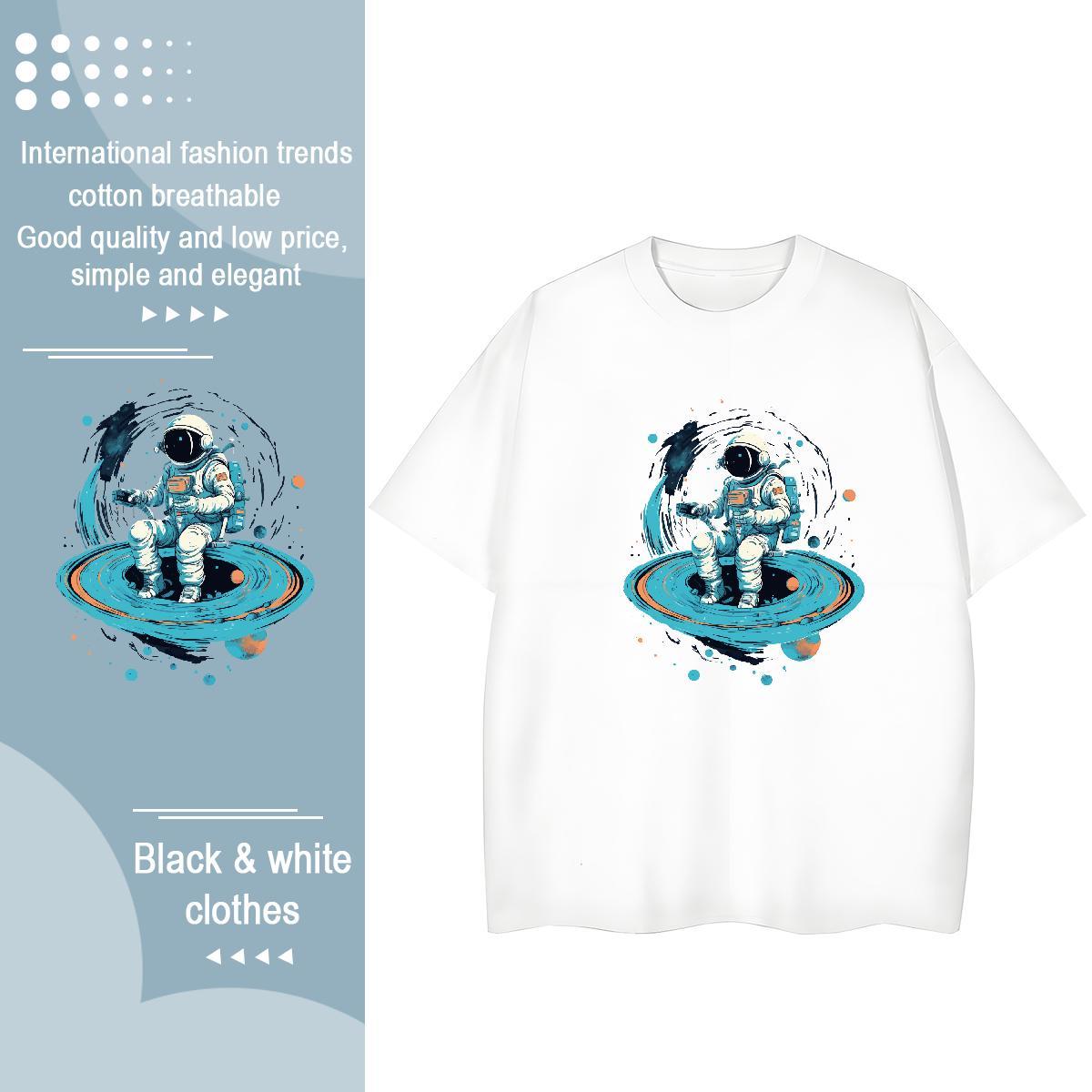 Loose fit Couples T Shirts 230g 100% Cotton universe Casual Sport T-Shirts for Women Breathable Crew Neck Anime Oversized Top Tees