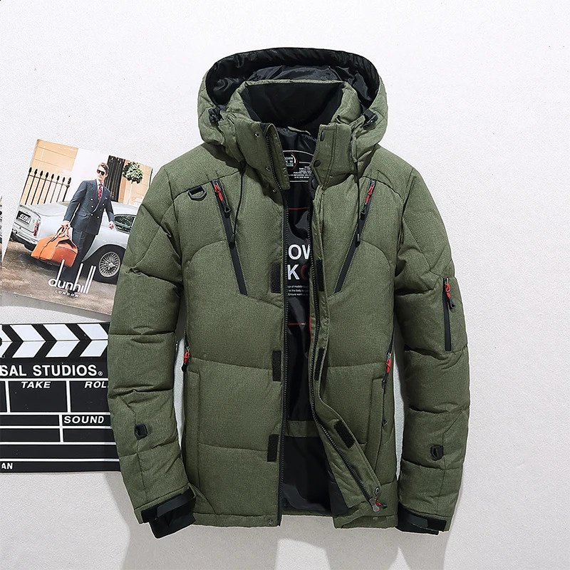 High quality outerwear fashionable down jacket mens warm white duck Parka thick Puffer standing hoodie 240822
