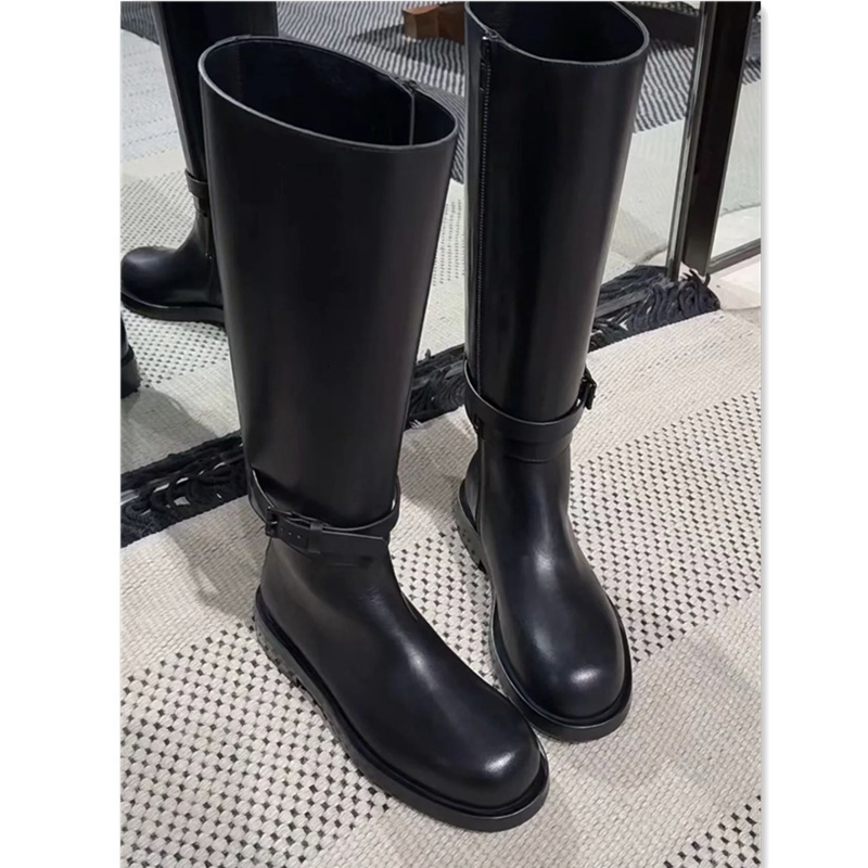 Ddmysports Cowhide Version With Detachable Short Thick Heel Belt Buckle Top Knight Women S Martin Boots Knee High OUTDOOR