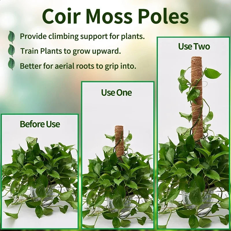 Plant Moss Coir Pole Bendable Plants Climbing Support Palm Vines Stick Indoor Balcony Garden Courtyard Flower Decor 240822