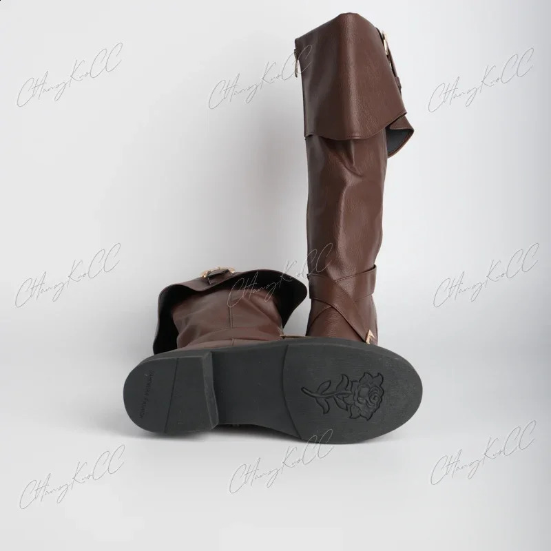 Medieval Viking pirate soldier role-playing knight boots Halloween mens fashionable buckle shoes womens retro party high heels 240823
