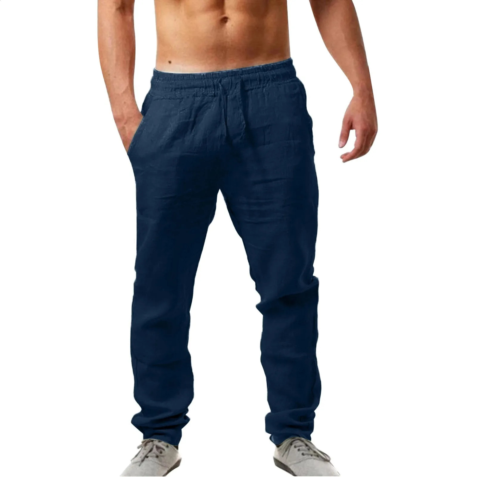 Mens pants Chino cargo fashionable cotton linen casual flat bottomed summer breathable boys outdoor 240823