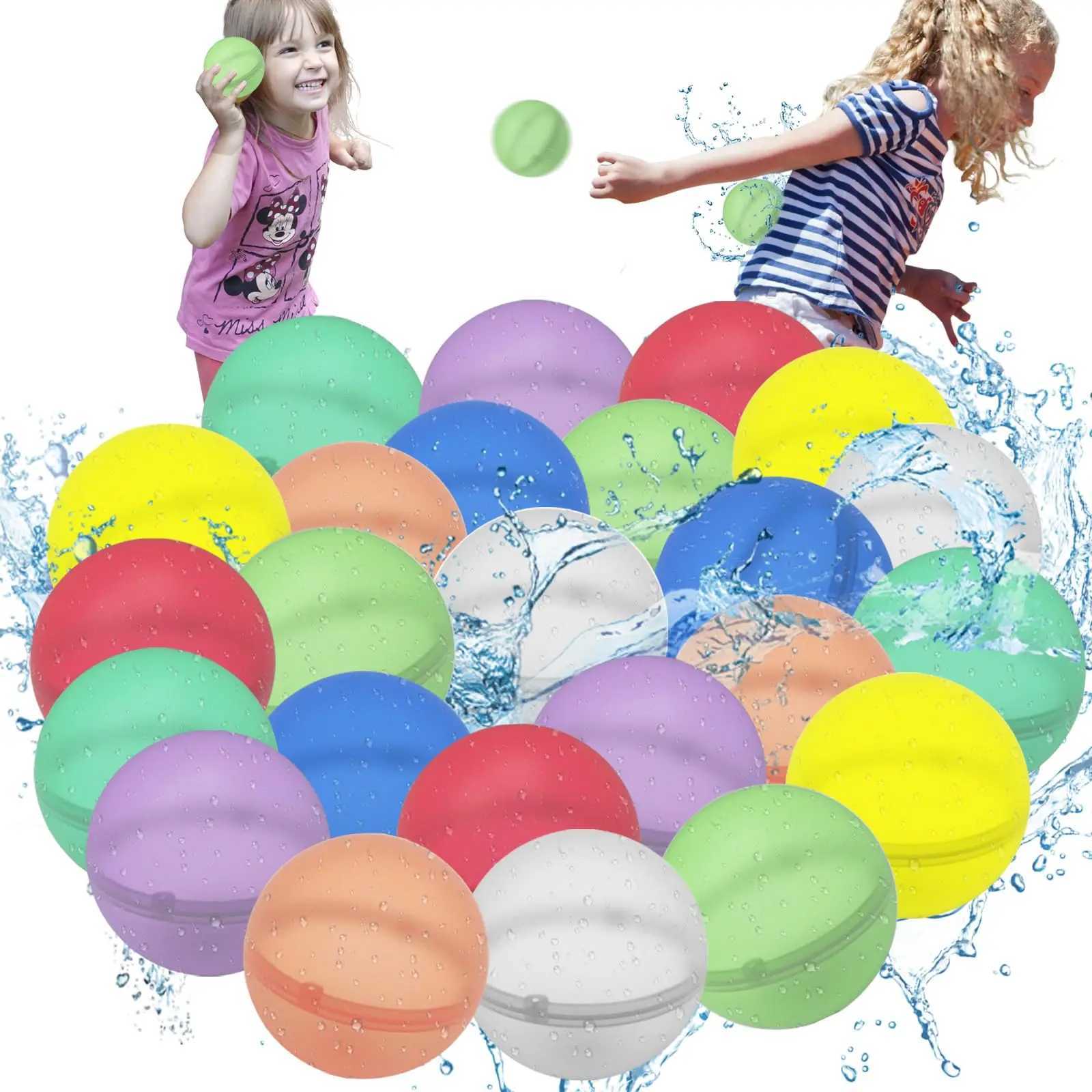24Pcs Water Balloon ReusableWater Ball Toys for KidSoft Silicone Water Balloon Quick FillKid Adult Water Game Summer PartyY240823