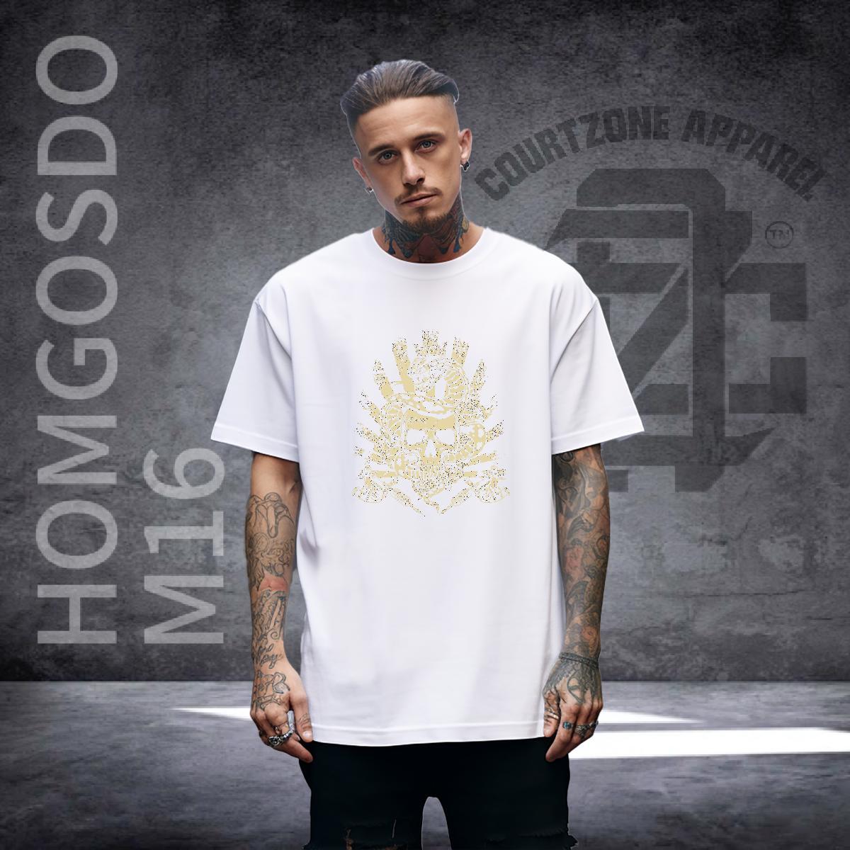 Loose Fit T shirt 230g Pure Cotton skull Hip Hop Street Customized Crew Neck Tshirt for Man Woman New Designer Tops Tees