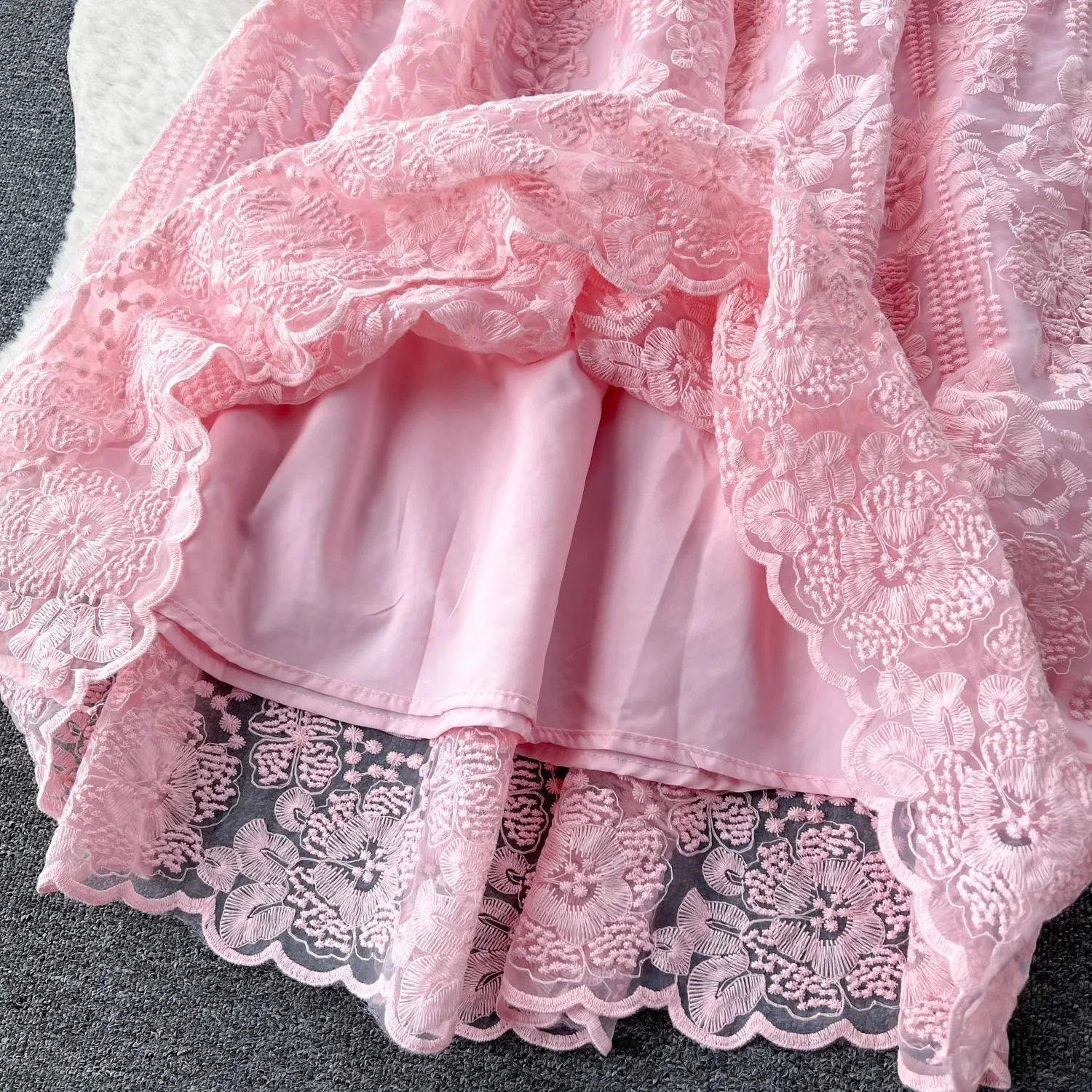 Autumn Pink Embroidery Flower Lace Two Piece Set Elegant Women Single Breasted Beadeds Long Sleeve Shirt Midi Skirt Suits 240823