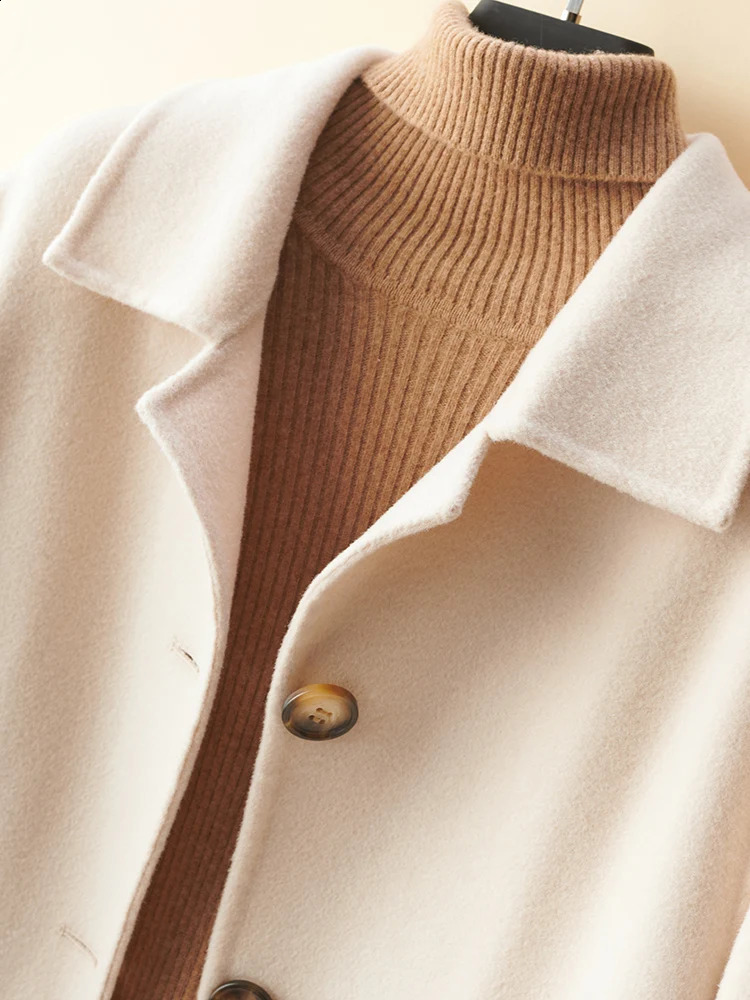 Autumn and Winter -Selling Womens Coat Pure Wool Woolen Coat Casual Short Col Claudine Top Commuters All-Matching 240822