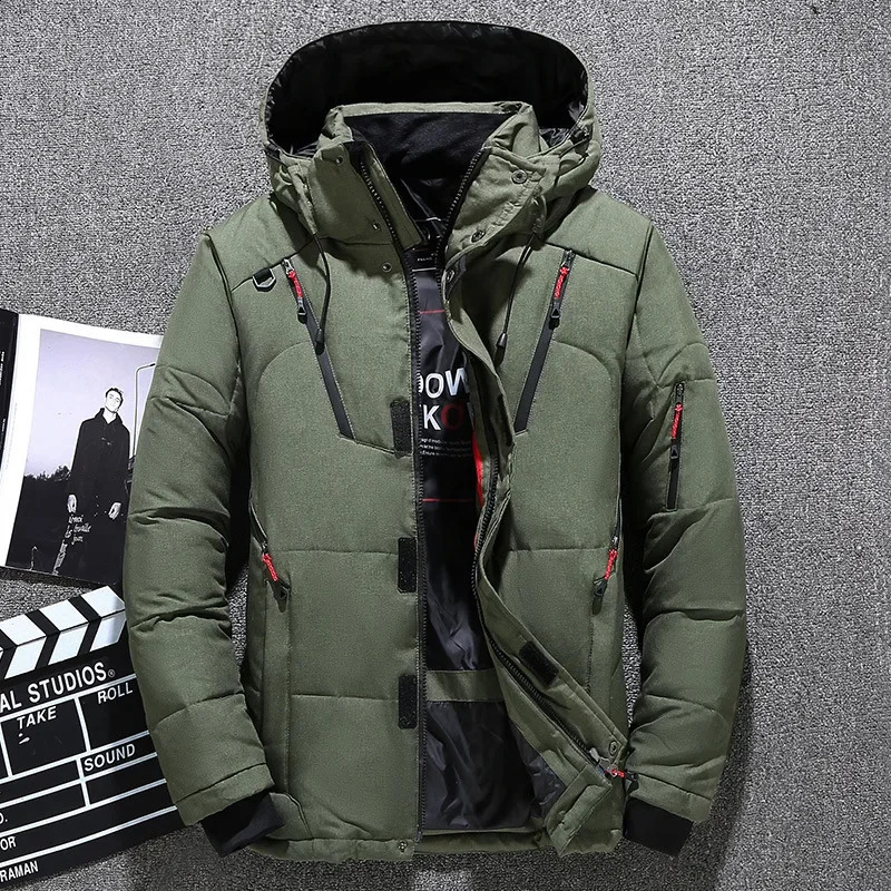 Hooded Thick Puffer Jacket Mens Duck Down Winter Warm Coat Casual High Quality Outdoor Street Clothing Parka 240822