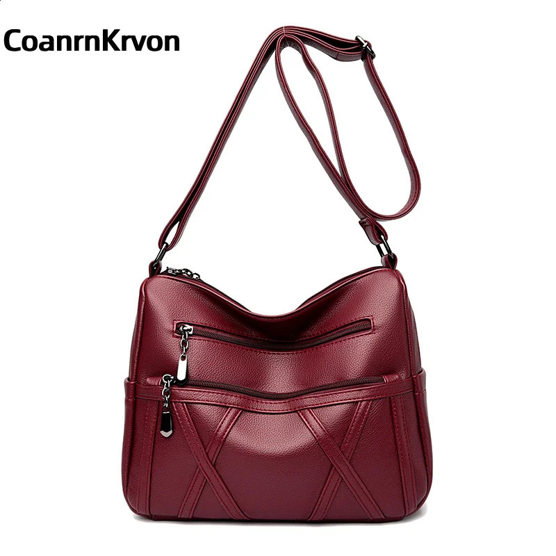 Black Crossbody Womens Trendy Portable Gift Mom Bag Large Capacit Soft Multiple Layers Pockets Commuterbag 240823