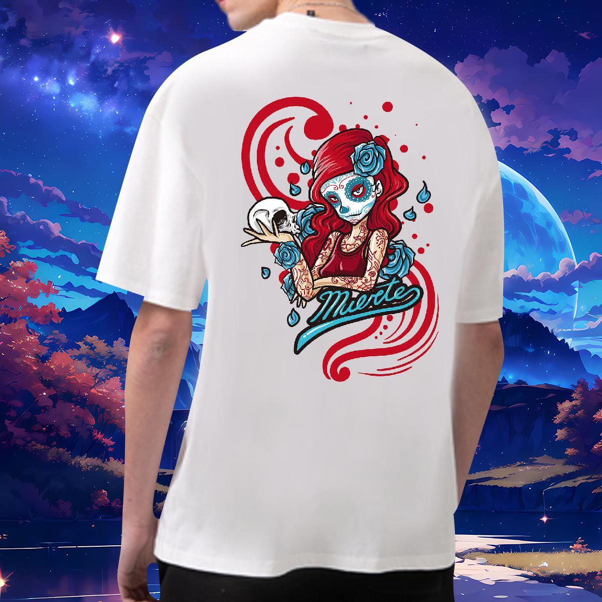 Brand Men T Shirts 230g Cotton skull High Street Hip Hop Plus Size Custom Breathable Crew Neck Couples T Shirts Classic Tees