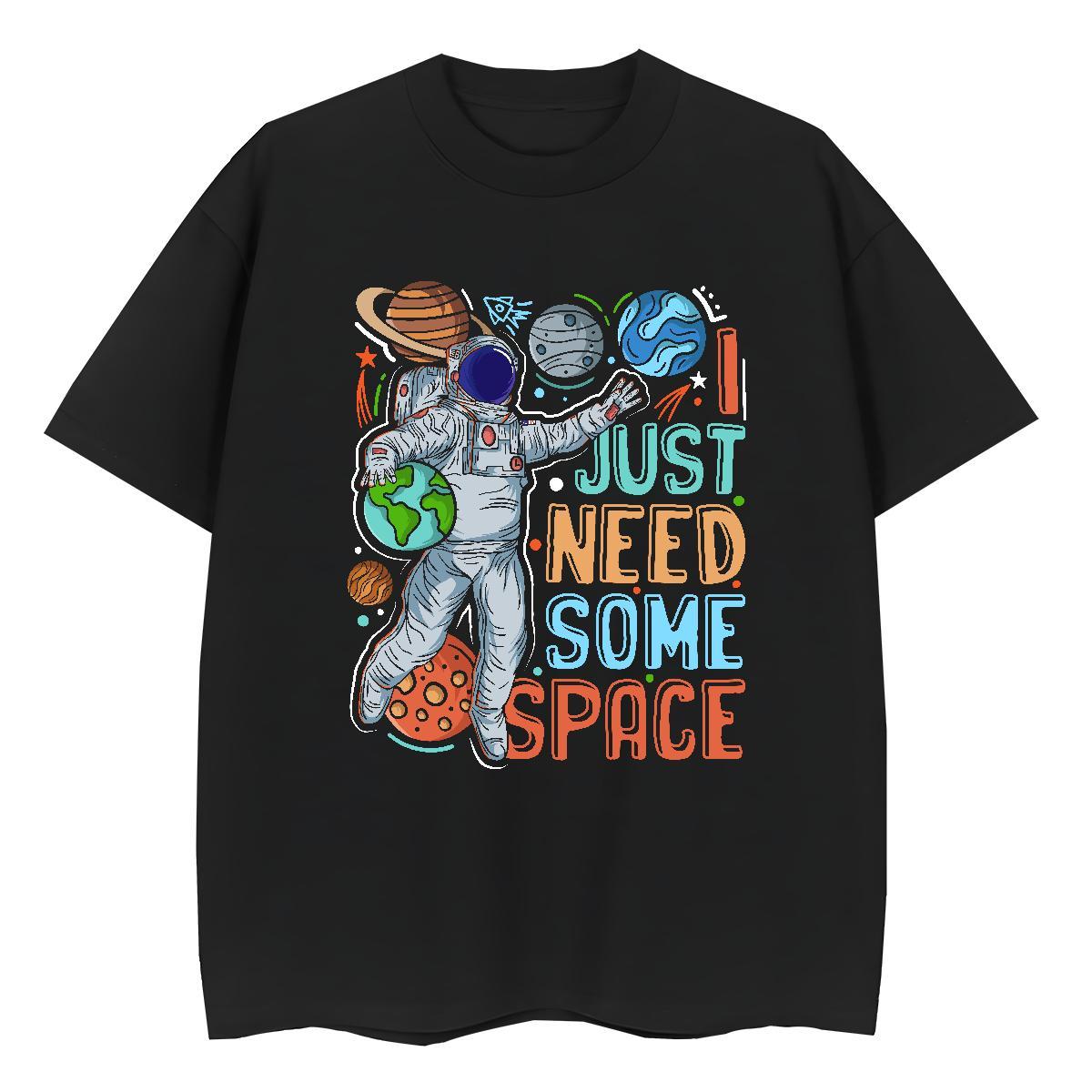 Loose fit Woman Tshirt 100% Cotton 230g spaceman Hip Hop T-Shirts Short Sleeve O-Neck DIY Logo Tees Shirts