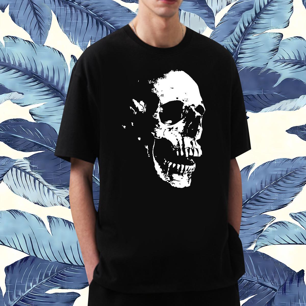 TOP Quality T Shirt For Man 230g 100% Cotton skull Daily Outfit Oversized 3XL 4XL Short Sleeve O-Neck Couples T Shirts 2024 Tops Shirt